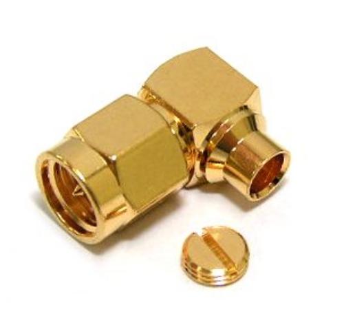 SMA Plug Clamp Right Angle RG402 Gold